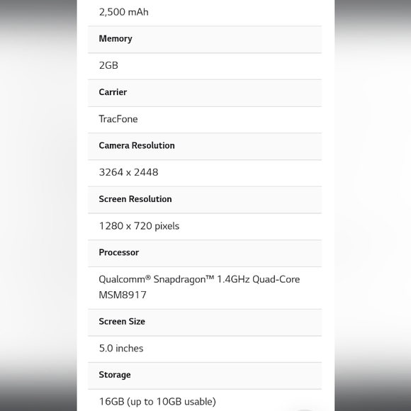 LG TracFone Wireless LML212VL LG Rebel 4 16GB Black Prepaid Smartphone - Picture 11 of 11